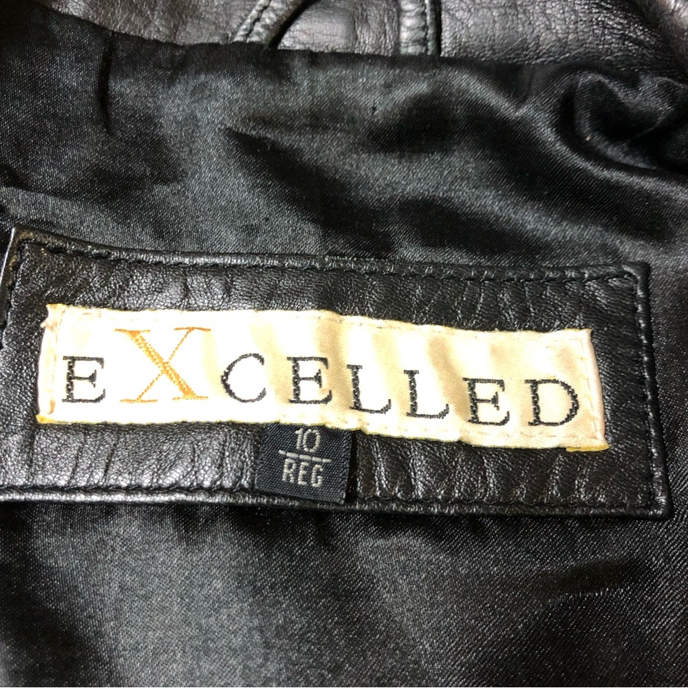 Vintage Black Leather Blazer Mob Wife 3 Button Two Pocket Front - Picture 10 of 11
